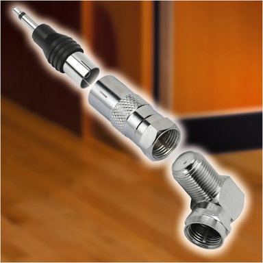 F-Stecker>Koax-Kupplung silber