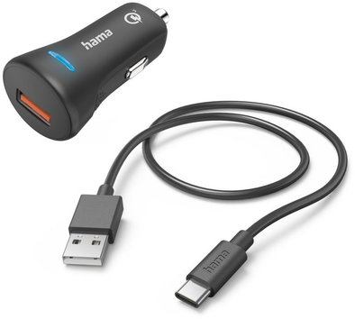 Produktabbildung Hama Kfz-Ladeset USB-C QC 3.0 (19,5W) schwarz