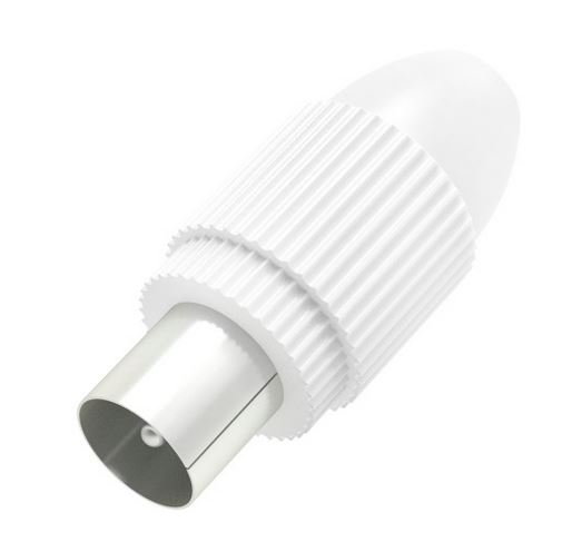 Koax Antennen-Stecker klemmbar wei&szlig;