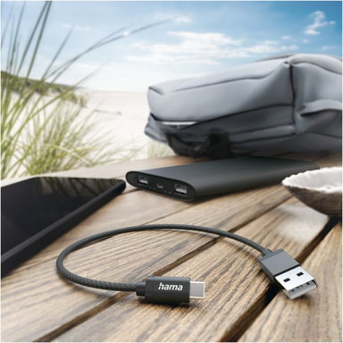 Ladekabel USB-A>USB-C (0,2m) schwarz