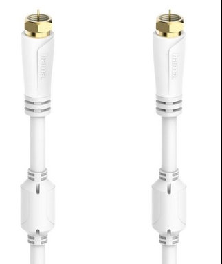 Produktabbildung Hama SAT-Anschlusskabel 100 dB (7,5m) F-Stecker>F-Stecker weiss