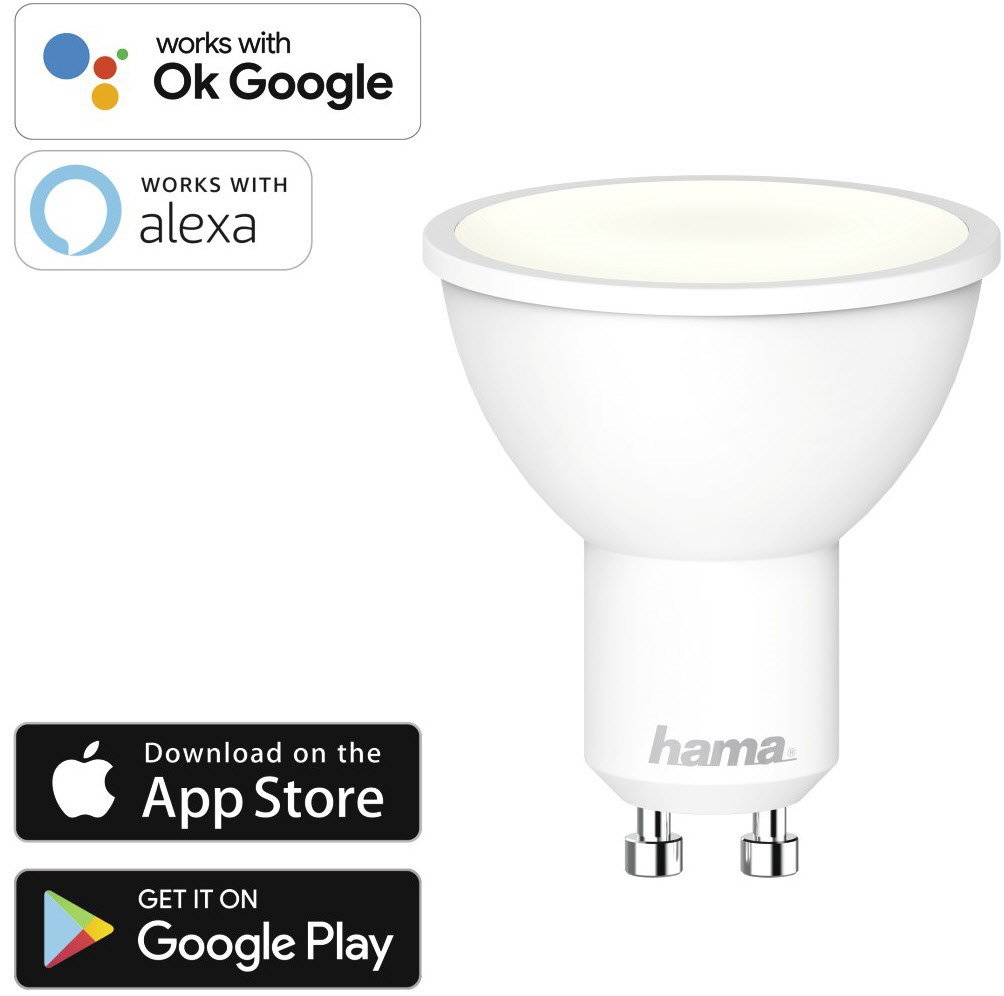 WiFi-LED-Lampe GU10, 5,5W wei&szlig;