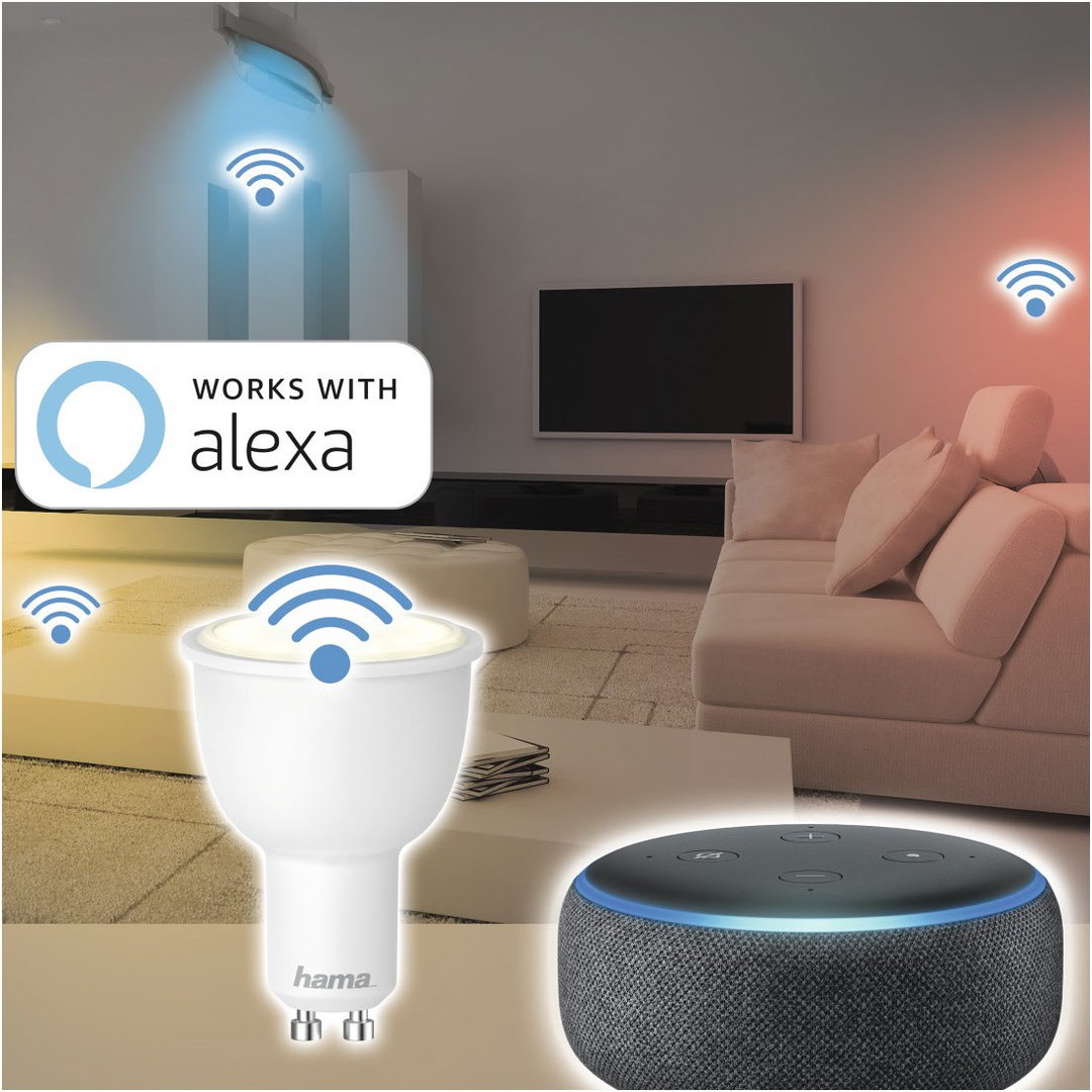 WiFi-LED-Lampe GU10, 5,5W wei&szlig;