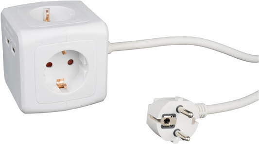 SW 4020 4-fach Steckdosenw&uuml;rfel wei&szlig;