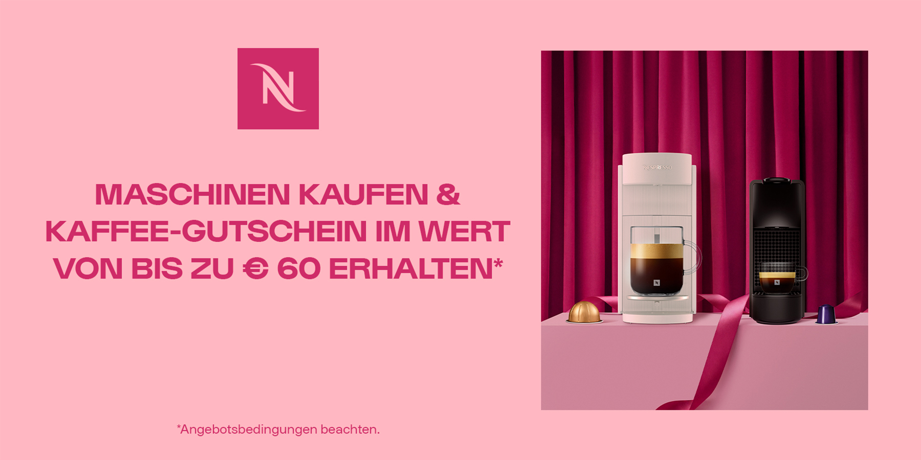 Unglaubliche Kaffeemomente mit Nespresso. Erhalten Sie einen Kaffee - Gutschein im Wert bis zu &euro;60,- 
